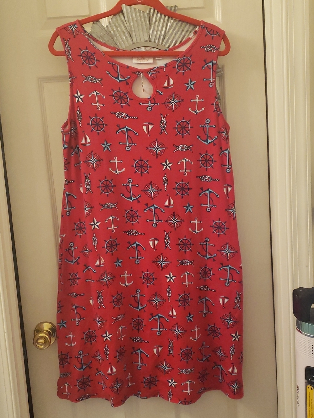 Quacker Factory Red Nautical Anchor & Helm Print Dress